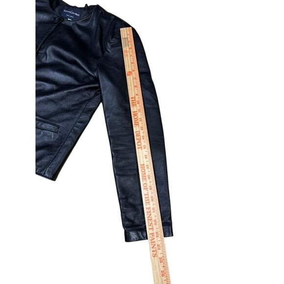 "NATURAL COMFORT" Butter Leather Zip Up Jacket SZ S PLZ READ Biker Sexy Goth - Picture 9 of 11